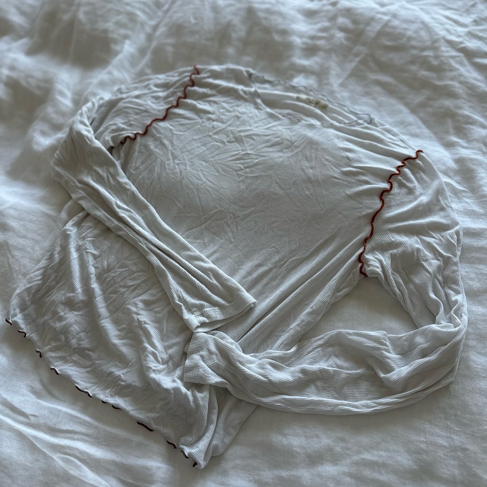Madewell White Top with Red Accents